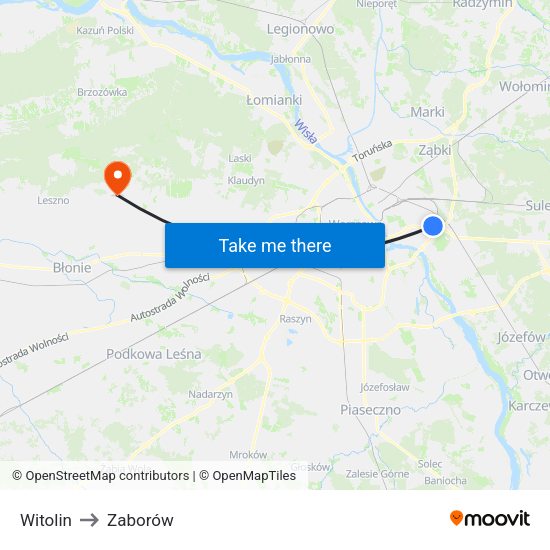 Witolin to Zaborów map