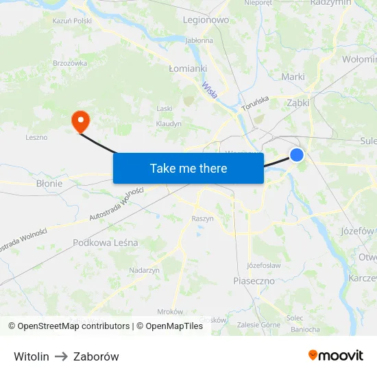 Witolin to Zaborów map