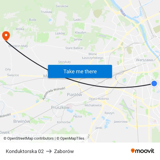 Konduktorska 02 to Zaborów map