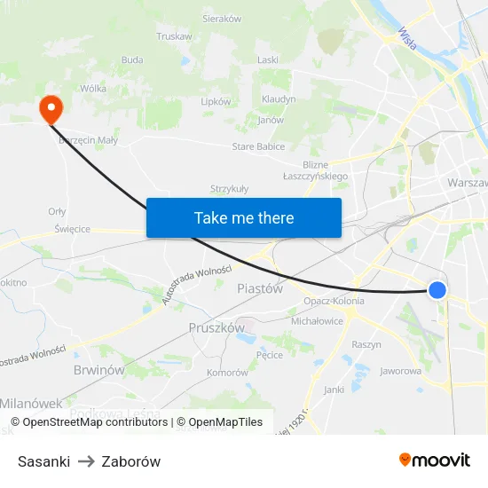Sasanki to Zaborów map