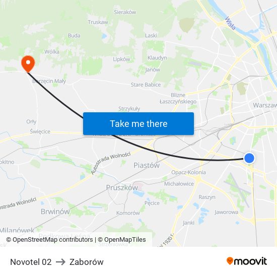 Novotel to Zaborów map