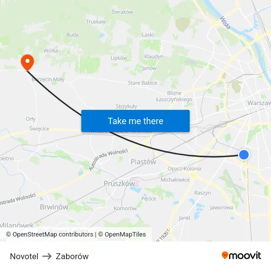 Novotel to Zaborów map