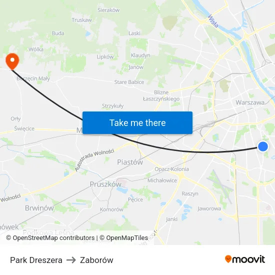 Park Dreszera to Zaborów map