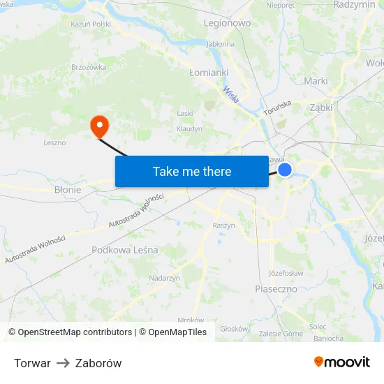 Torwar to Zaborów map