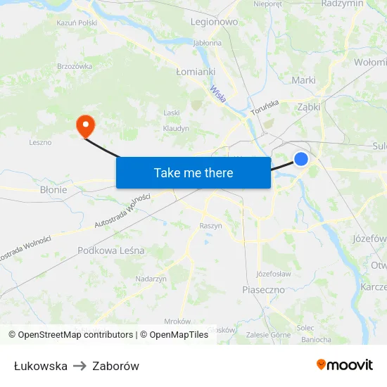 Łukowska to Zaborów map