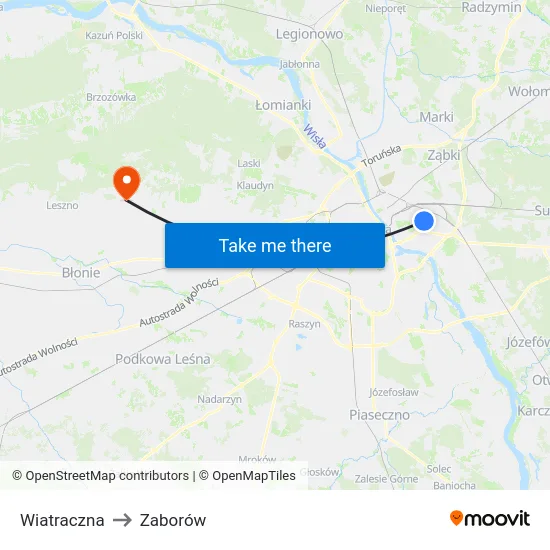 Wiatraczna to Zaborów map