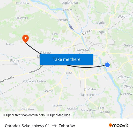 Ośrodek Szkoleniowy 01 to Zaborów map