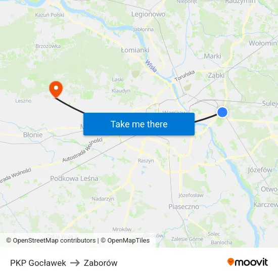 PKP Gocławek to Zaborów map