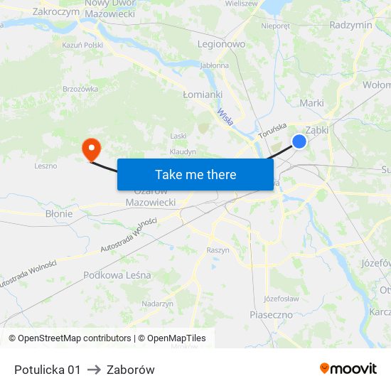 Potulicka 01 to Zaborów map