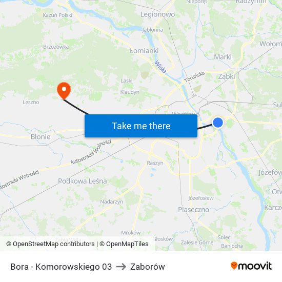 Bora - Komorowskiego 03 to Zaborów map