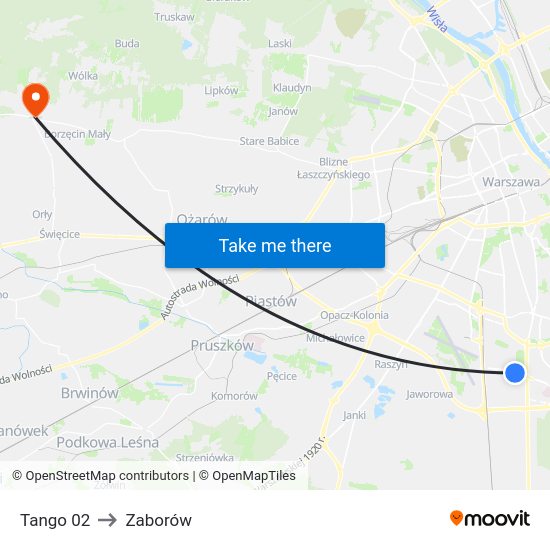 Tango to Zaborów map