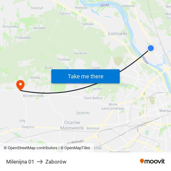 Milenijna to Zaborów map