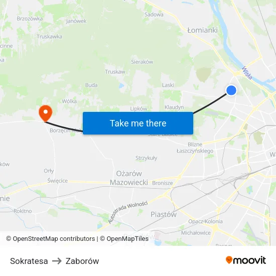 Sokratesa to Zaborów map