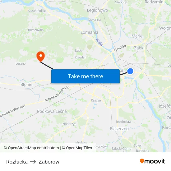 Rozłucka to Zaborów map