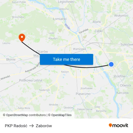 PKP Radość to Zaborów map