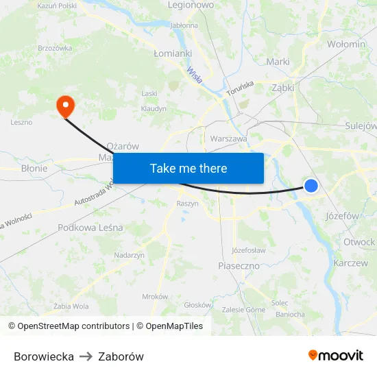 Borowiecka to Zaborów map