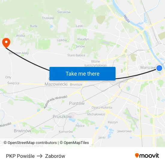 PKP Powiśle to Zaborów map