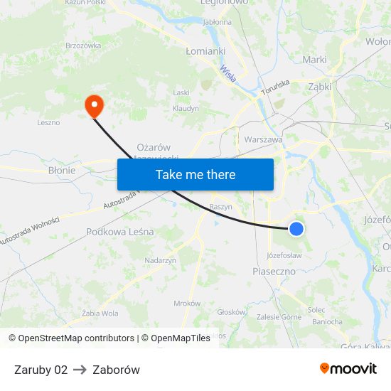 Zaruby to Zaborów map