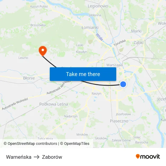 Warneńska to Zaborów map