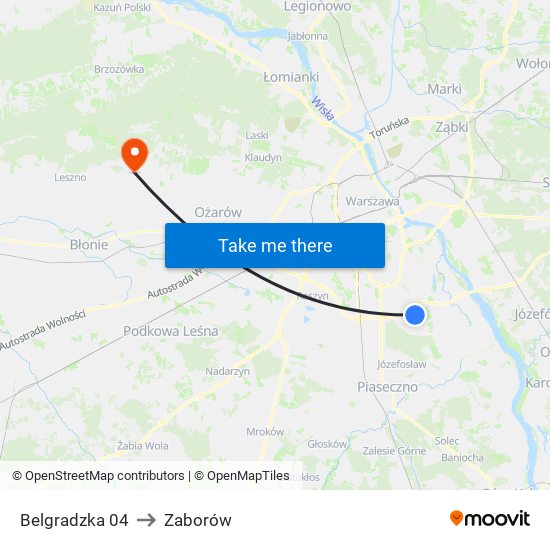 Belgradzka 04 to Zaborów map