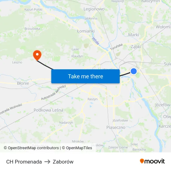 CH Promenada to Zaborów map
