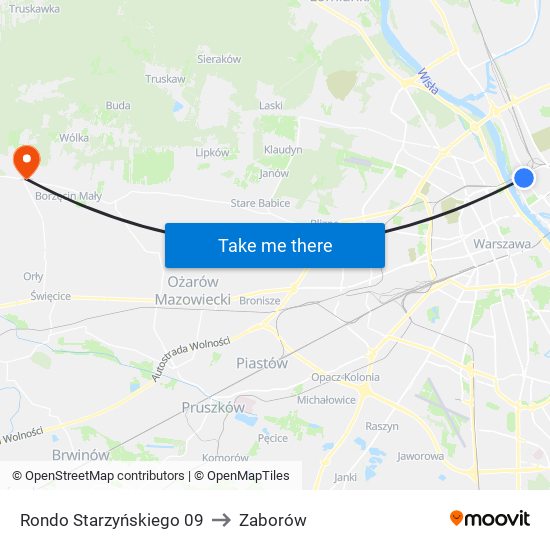 Rondo Starzyńskiego 09 to Zaborów map