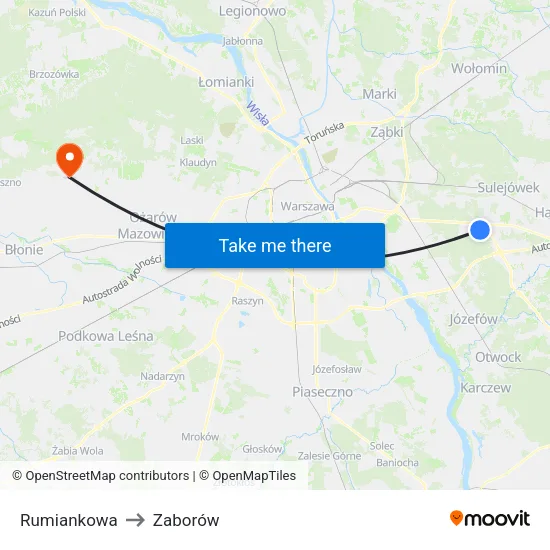 Rumiankowa to Zaborów map