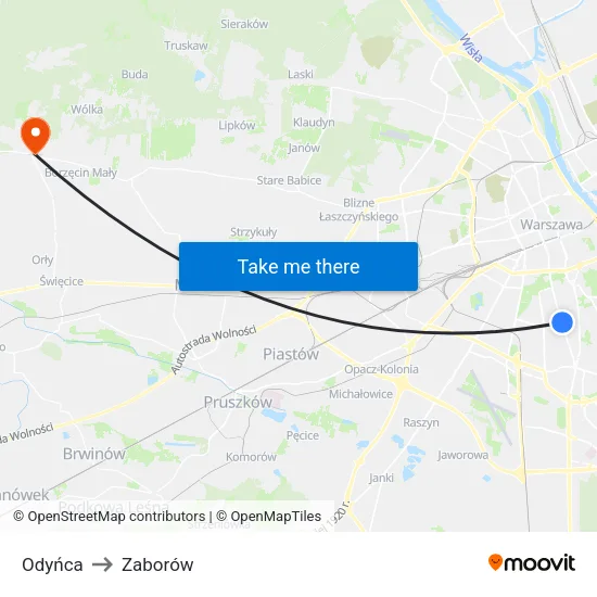 Odyńca to Zaborów map