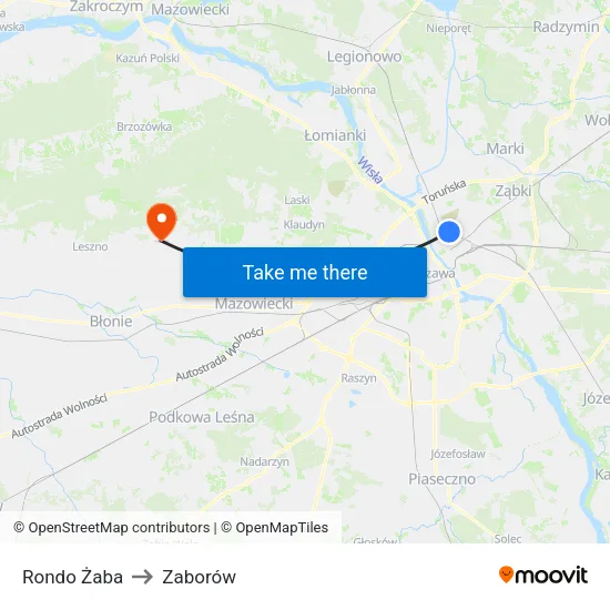 Rondo Żaba to Zaborów map