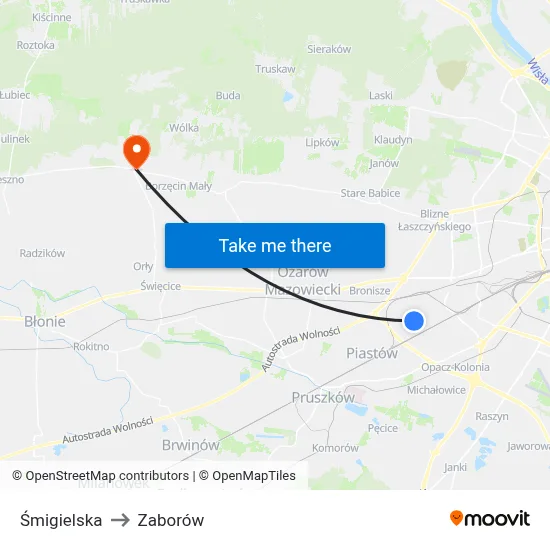 Śmigielska to Zaborów map