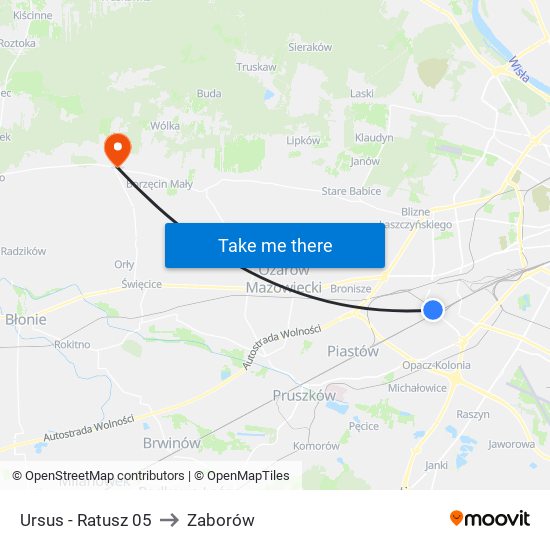 Ursus - Ratusz 05 to Zaborów map