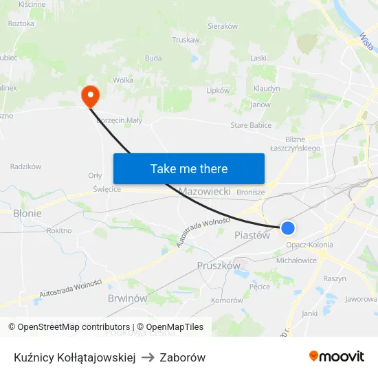 Kuźnicy Kołłątajowskiej to Zaborów map