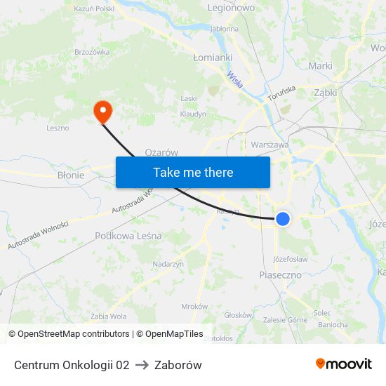 Centrum Onkologii 02 to Zaborów map