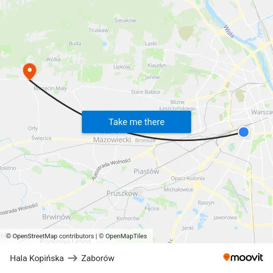 Hala Kopińska to Zaborów map