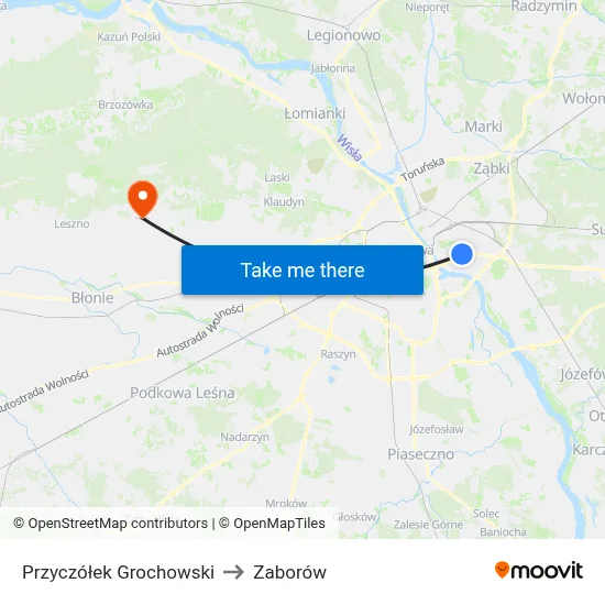 Przyczółek Grochowski to Zaborów map