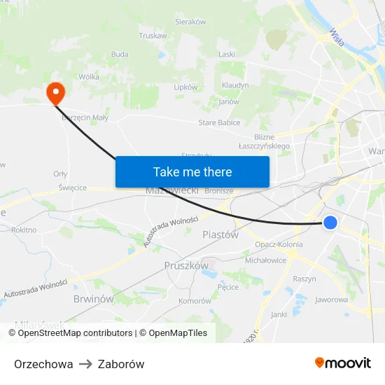 Orzechowa to Zaborów map