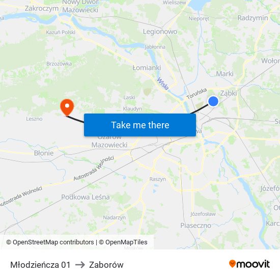 Młodzieńcza 01 to Zaborów map