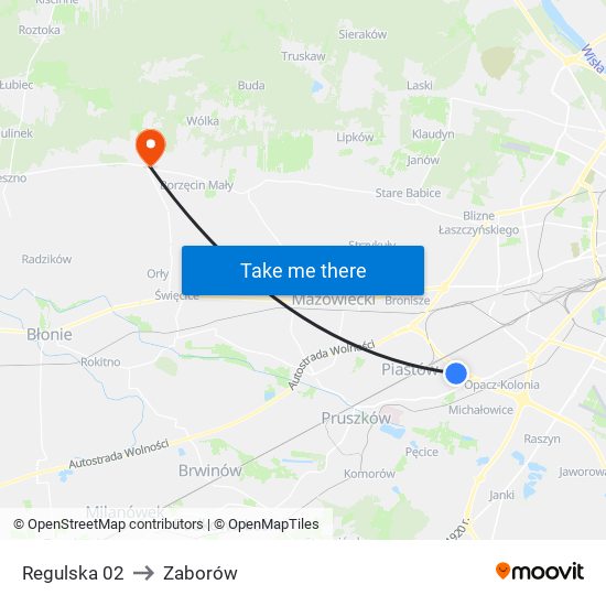 Regulska 02 to Zaborów map