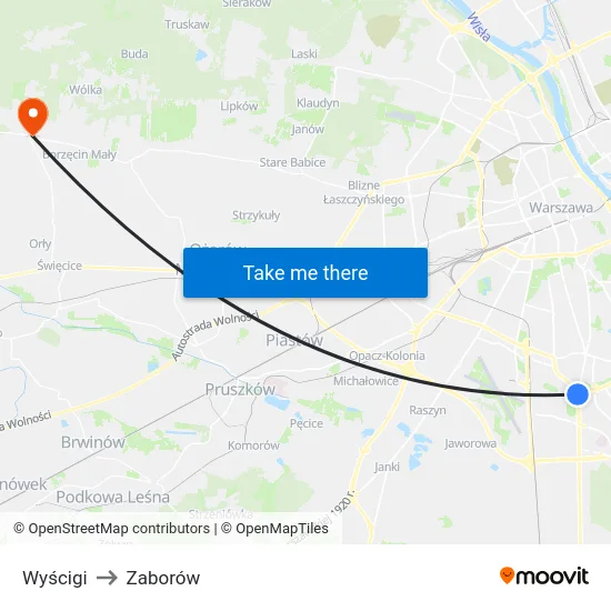 Wyścigi to Zaborów map