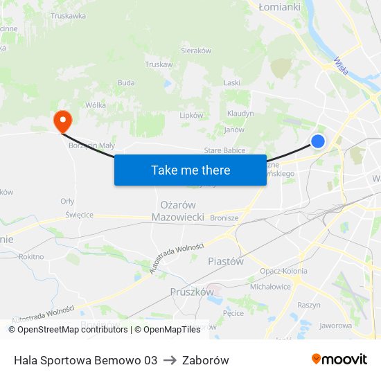 Hala Sportowa Bemowo 03 to Zaborów map