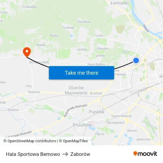 Hala Sportowa Bemowo to Zaborów map