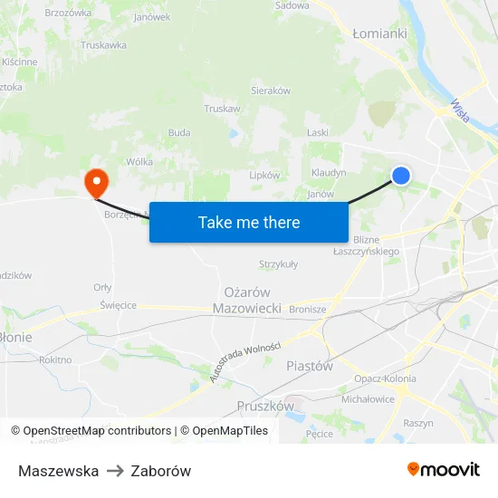Maszewska to Zaborów map