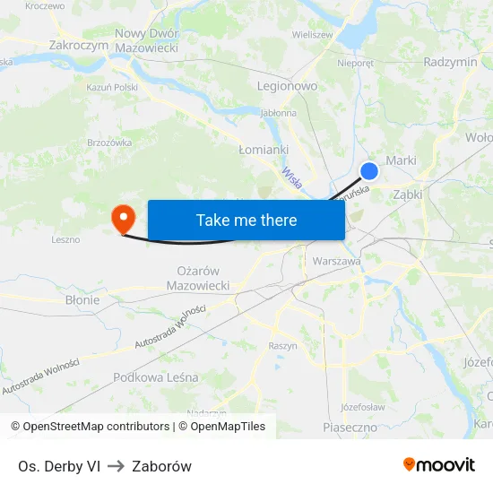 Os. Derby VI to Zaborów map