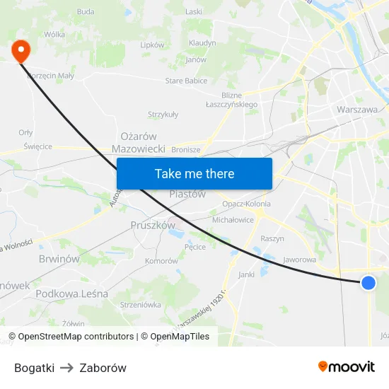 Bogatki to Zaborów map