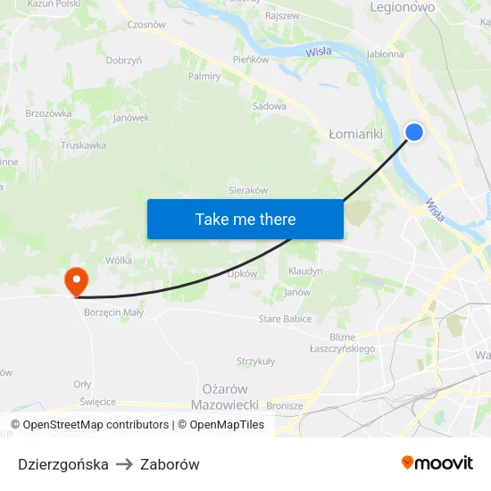 Dzierzgońska to Zaborów map