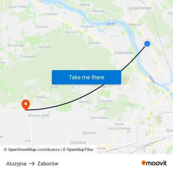 Aluzyjna to Zaborów map