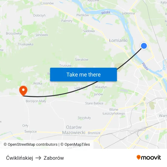 Ćwiklińskiej to Zaborów map