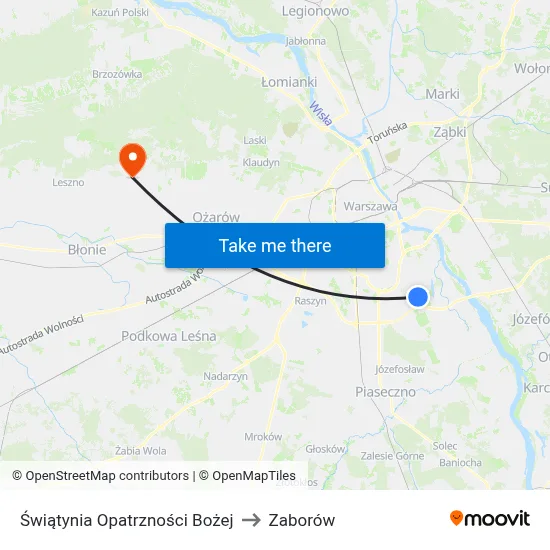 Świątynia Opatrzności Bożej to Zaborów map