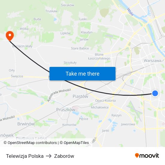 Telewizja Polska 01 to Zaborów map