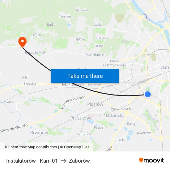 Instalatorów - Kam 01 to Zaborów map